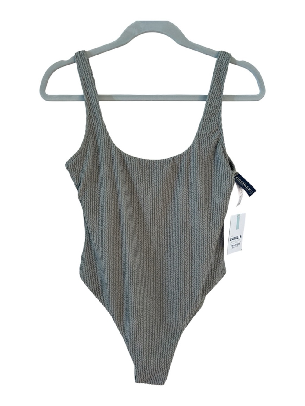 One Piece Ribbed Sage Green Swimsuit Size M Swimsuits For All Camille Kostek